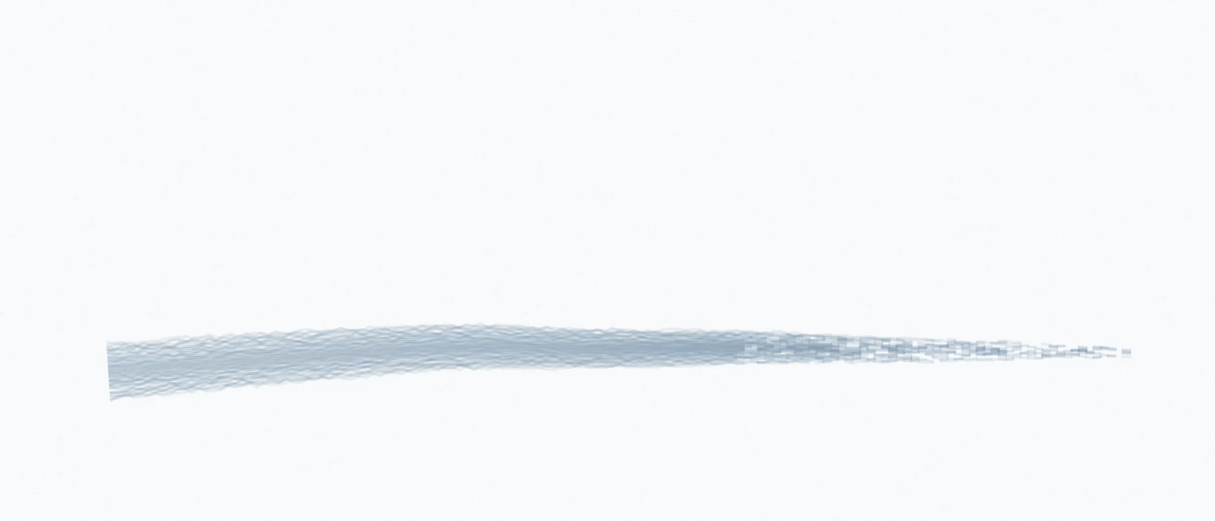 A single loaded brush stroke in navy ink, drawn low across the frame with a dry tail